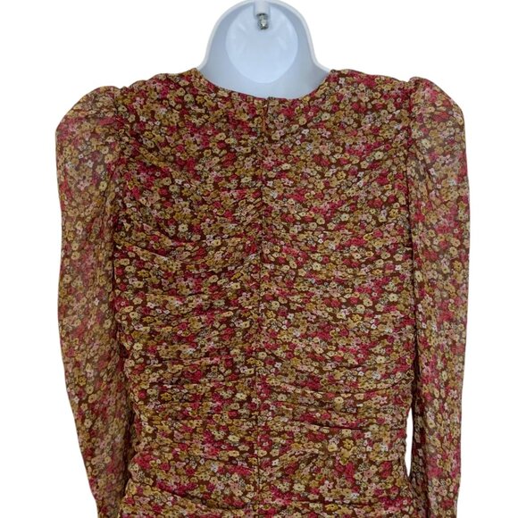 Bardot Revolve Ruched Ditsy Floral Mini Dress S Ditsy Floral - Picture 8 of 12